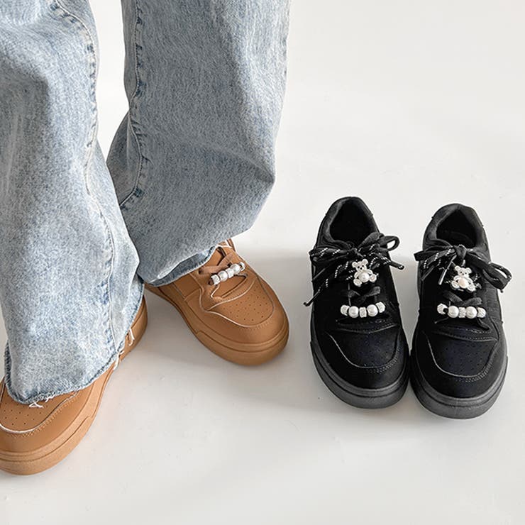 厚底 チャーム付 ダブルシューレース コート スニーカー 5434 | Shoes in Closet | 詳細画像2 