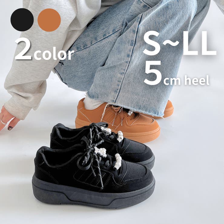 厚底 チャーム付 ダブルシューレース コート スニーカー 5434 | Shoes in Closet | 詳細画像1 