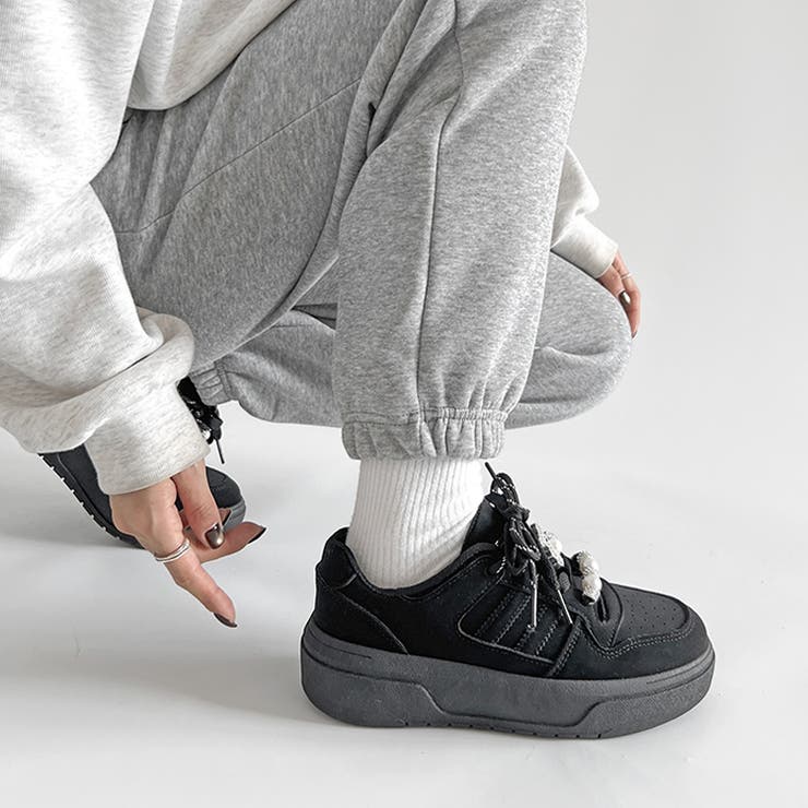 厚底 チャーム付 ダブルシューレース コート スニーカー 5434 | Shoes in Closet | 詳細画像12 