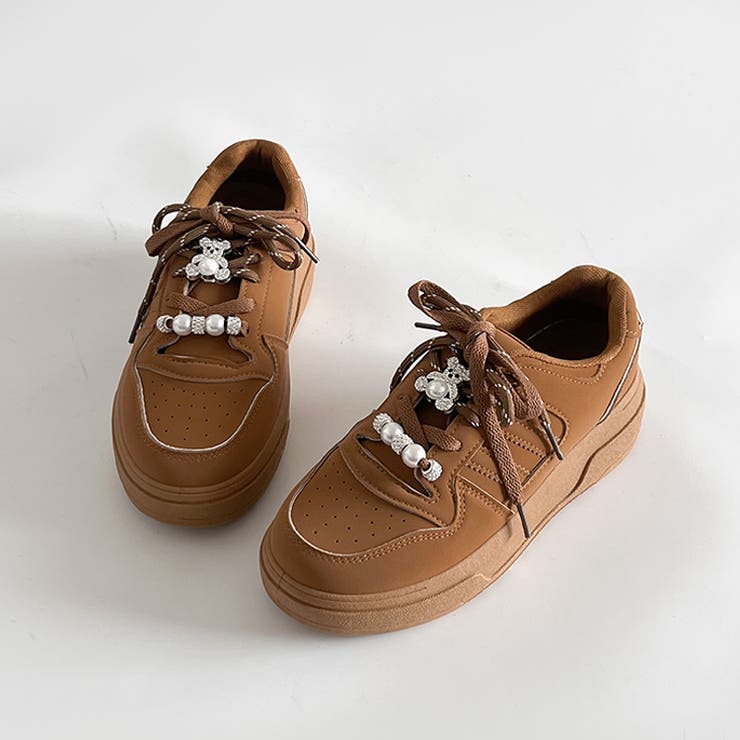 厚底 チャーム付 ダブルシューレース コート スニーカー 5434 | Shoes in Closet | 詳細画像8 