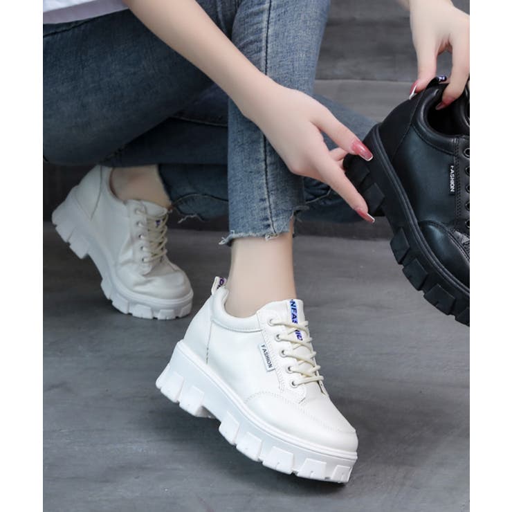 アイボリー | 軽量厚底 凹凸ソール シンプル インソール入り スニーカー 55 | Shoes in Closet