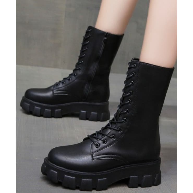 新品 himoko レースアップトラックソールブーツ ブーツ 23cm ブラック 卑弥呼 日本製 はっ水牛革 レースアップ トラックソールブーツ