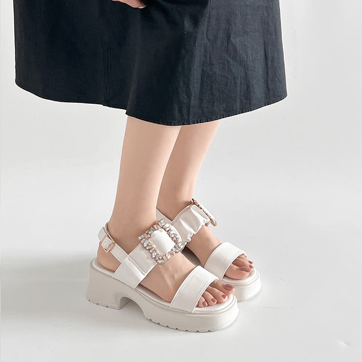 軽量厚底 ビジューバックル ヒール サンダル 5923 | Shoes in Closet | 詳細画像9 