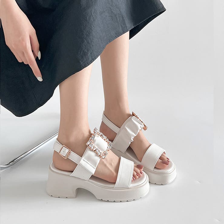 軽量厚底 ビジューバックル ヒール サンダル 5923 | Shoes in Closet | 詳細画像10 