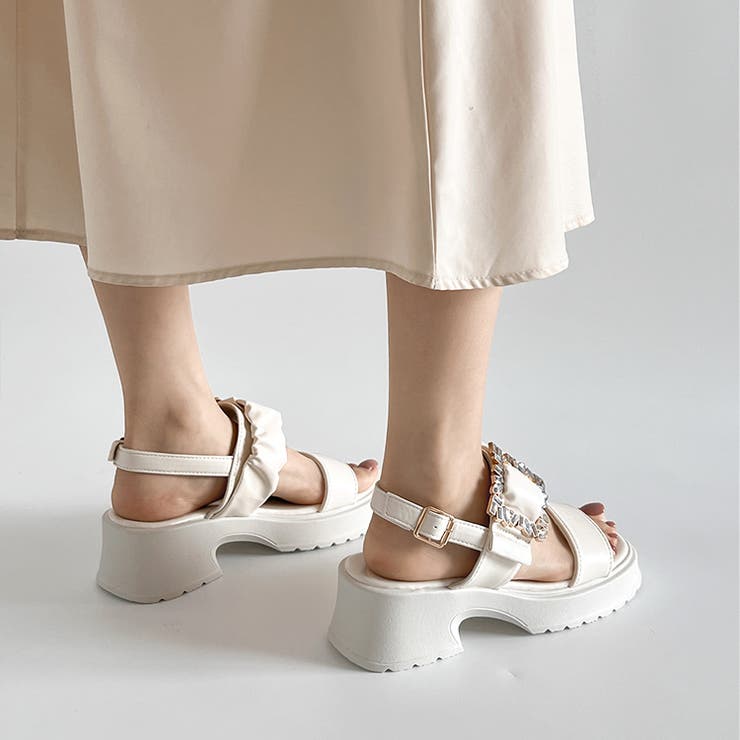軽量厚底 ビジューバックル ヒール サンダル 5923 | Shoes in Closet | 詳細画像17 