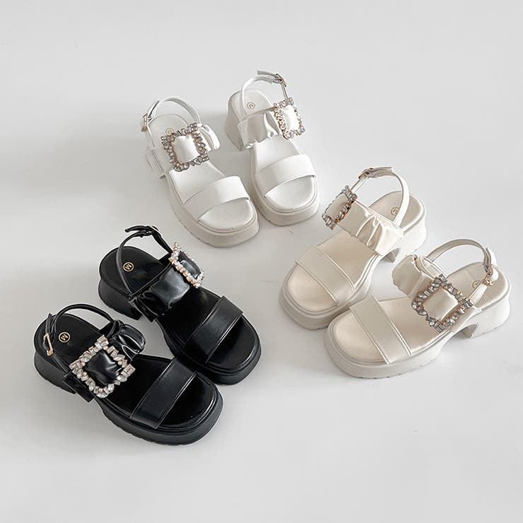 軽量厚底 ビジューバックル ヒール サンダル 5923 | Shoes in Closet | 詳細画像21 
