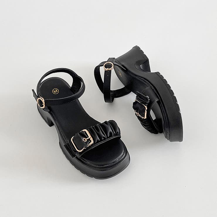 軽量厚底 チャンキーヒール バックル ギャザーベルト サンダル 5991 | Shoes in Closet | 詳細画像10 