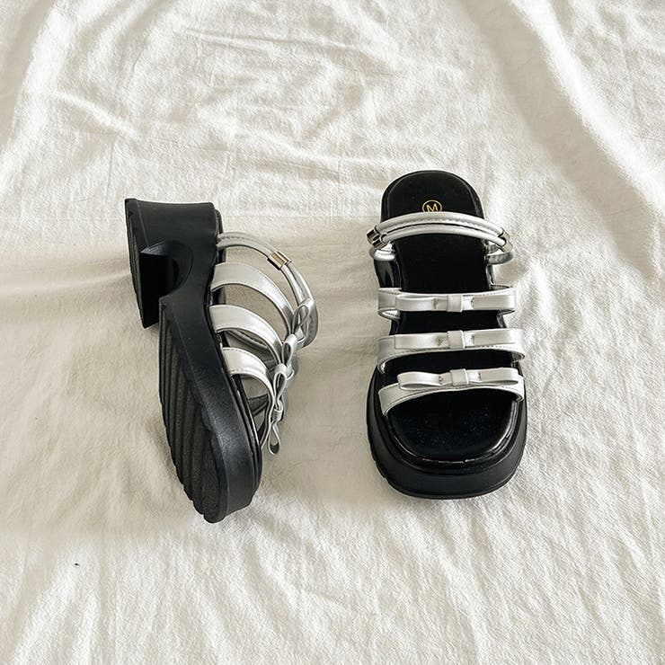 軽量厚底 2WAY ３連リボン ストラップ ヒール サンダル 5992 | Shoes in Closet | 詳細画像11 