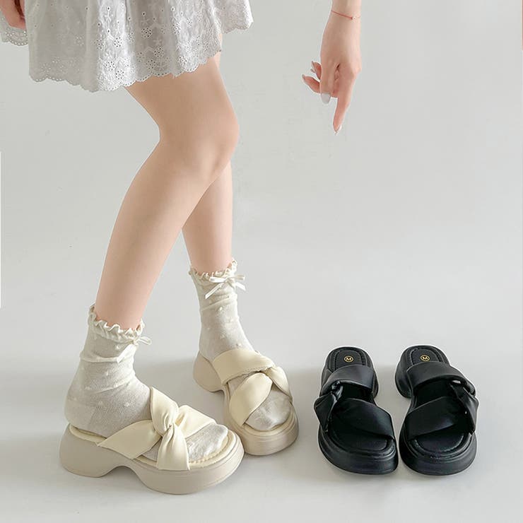 厚底 サイド クロスベルト やわらか ミュール サンダル 5995 | Shoes in Closet | 詳細画像3 