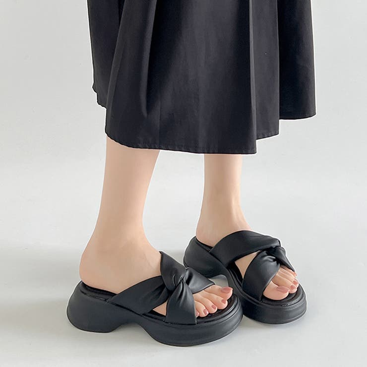 厚底 サイド クロスベルト やわらか ミュール サンダル 5995 | Shoes in Closet | 詳細画像14 