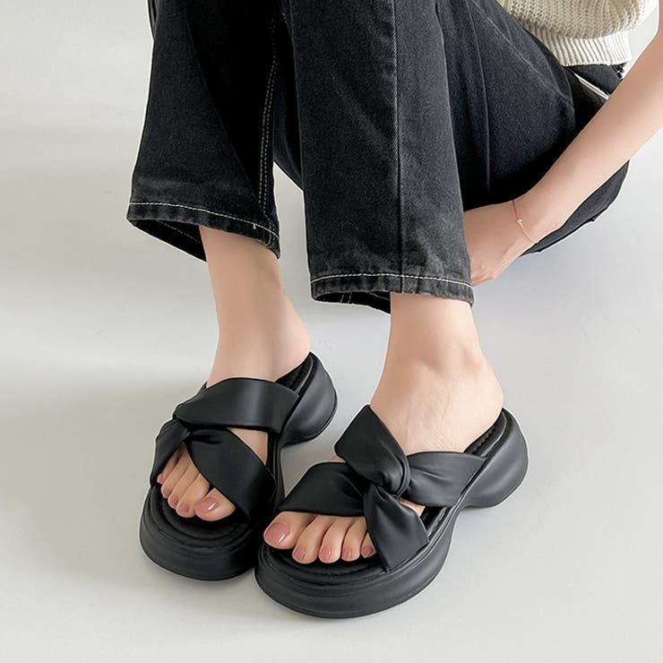 厚底 サイド クロスベルト やわらか ミュール サンダル 5995 | Shoes in Closet | 詳細画像13 