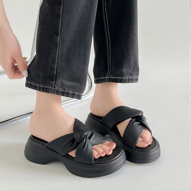 厚底 サイド クロスベルト やわらか ミュール サンダル 5995 | Shoes in Closet | 詳細画像1 