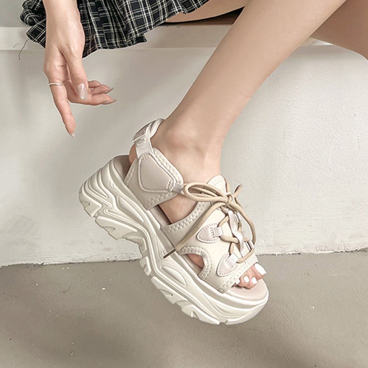 ベージュ | 厚底 バルキー スニーカーソール  スポーツサンダル 6357 | Shoes in Closet