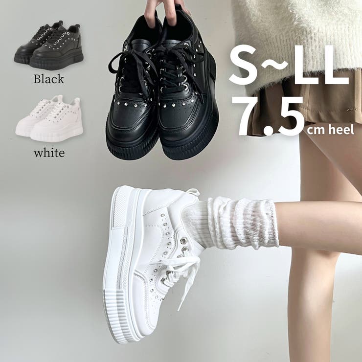 厚底 インヒール入り  ビジューパーツ スニーカー 6434 | Shoes in Closet | 詳細画像1 