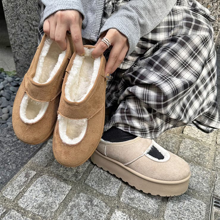 軽量厚底 もこもこファー メリージェーン ムートン スリッポン 6465 | Shoes in Closet | 詳細画像1 