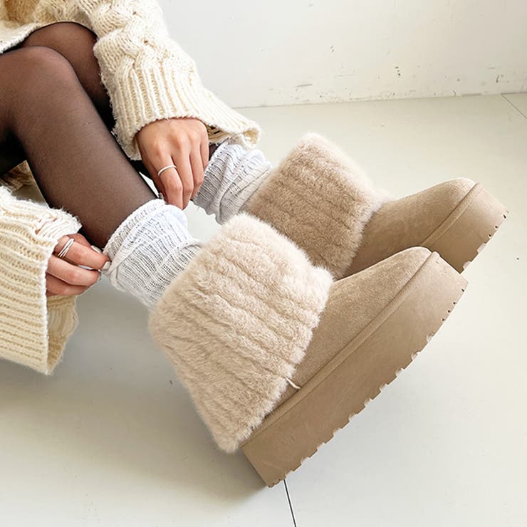 軽量厚底 プラットフォーム ファーカバー ムートンブーツ 6492 | Shoes in Closet | 詳細画像1 