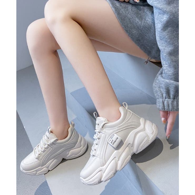 厚底 レースアップ ロゴタグ ボリュームスニーカー 67[品番