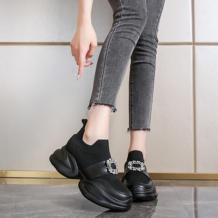 軽量厚底 スポーティー ビジュー ニット スニーカー 670 | Shoes in Closet | 詳細画像2 