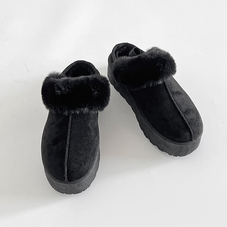 軽量厚底 かかとバンド付 ボア ムートンサンダル 6824[品番