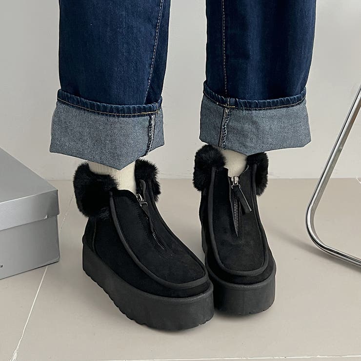 厚底 プラットフォーム センタージップ/ ファスナー ムートンブーツ 6839 | Shoes in Closet | 詳細画像7 