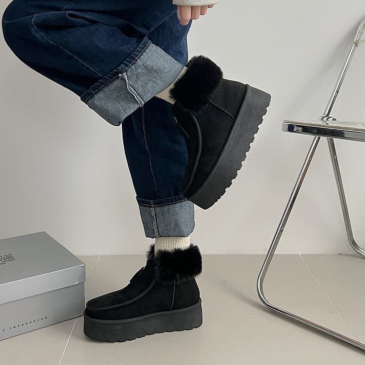 厚底 プラットフォーム センタージップ/ ファスナー ムートンブーツ 6839 | Shoes in Closet | 詳細画像5 