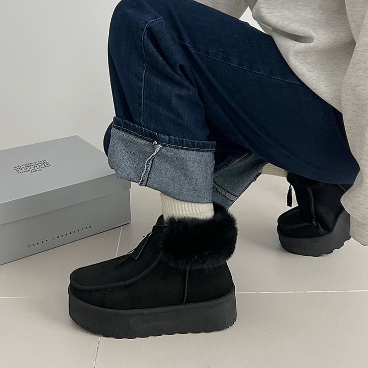 厚底 プラットフォーム センタージップ/ ファスナー ムートンブーツ 6839 | Shoes in Closet | 詳細画像4 