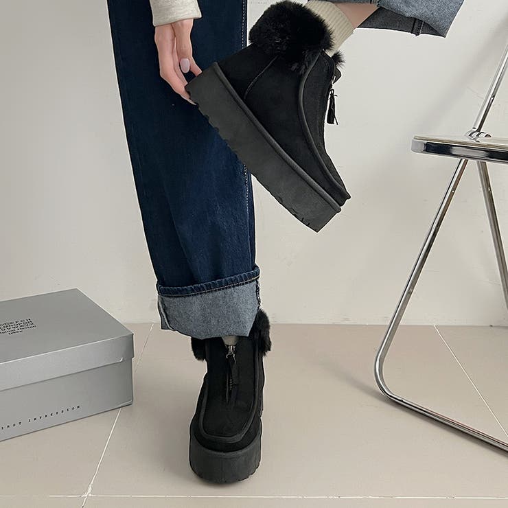 厚底 プラットフォーム センタージップ/ ファスナー ムートンブーツ 6839 | Shoes in Closet | 詳細画像6 