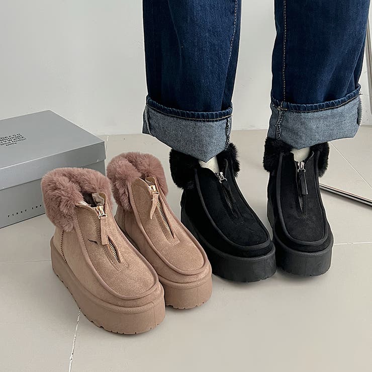 厚底 プラットフォーム センタージップ/ ファスナー ムートンブーツ 6839 | Shoes in Closet | 詳細画像3 
