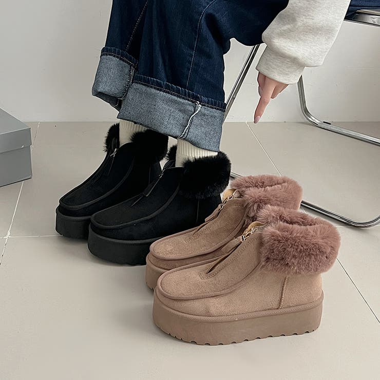 厚底 プラットフォーム センタージップ/ ファスナー ムートンブーツ 6839 | Shoes in Closet | 詳細画像2 