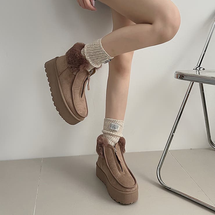 厚底 プラットフォーム センタージップ/ ファスナー ムートンブーツ 6839 | Shoes in Closet | 詳細画像12 