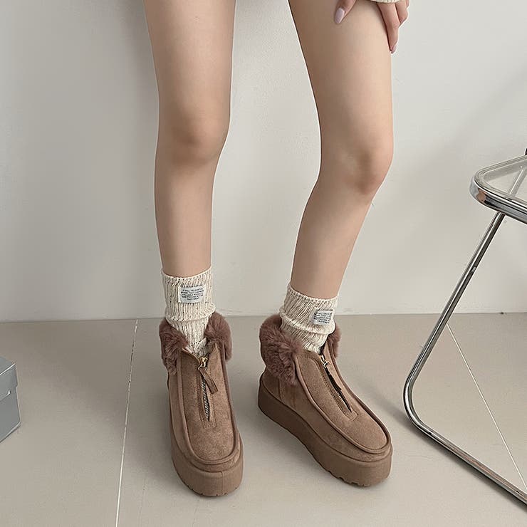 厚底 プラットフォーム センタージップ/ ファスナー ムートンブーツ 6839 | Shoes in Closet | 詳細画像13 