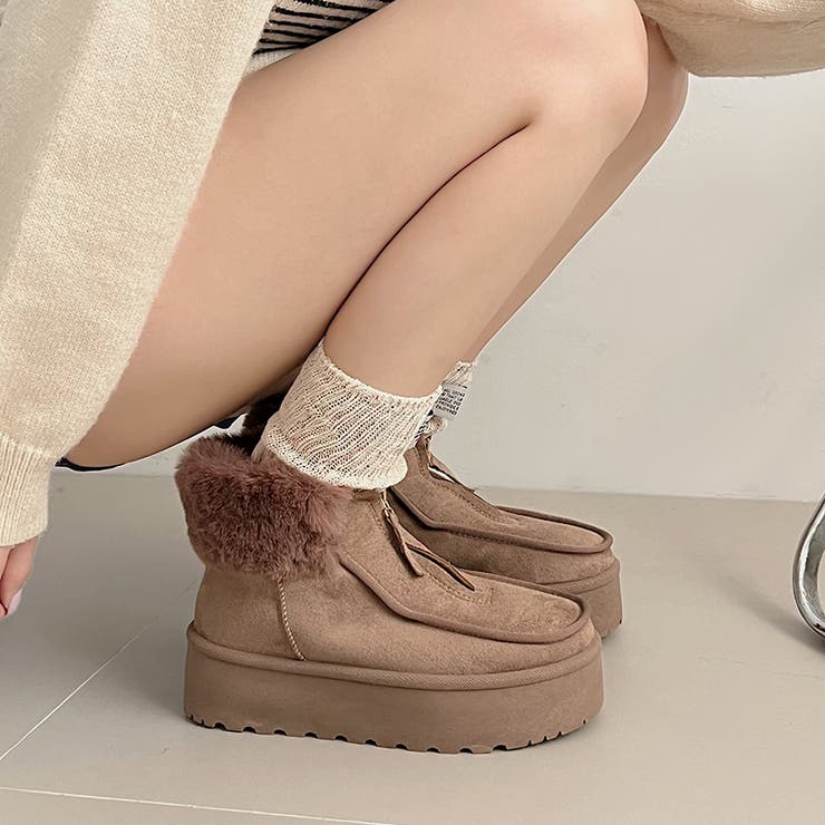 厚底 プラットフォーム センタージップ/ ファスナー ムートンブーツ 6839 | Shoes in Closet | 詳細画像1 