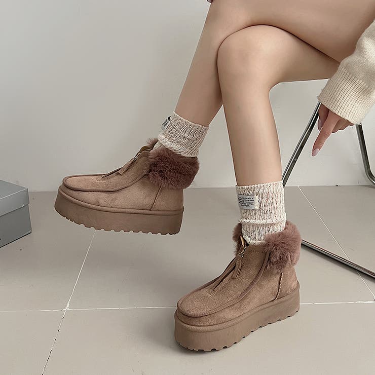 厚底 プラットフォーム センタージップ/ ファスナー ムートンブーツ 6839 | Shoes in Closet | 詳細画像11 