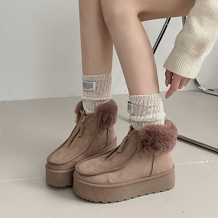 オーク | 厚底 プラットフォーム センタージップ/ ファスナー ムートンブーツ 6839 | Shoes in Closet