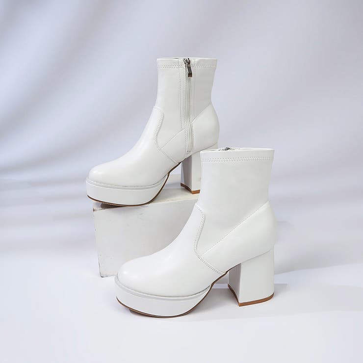 厚底チャンキー ハイソール ストレッチ ショートブーツ 6845 | Shoes in Closet | 詳細画像13 