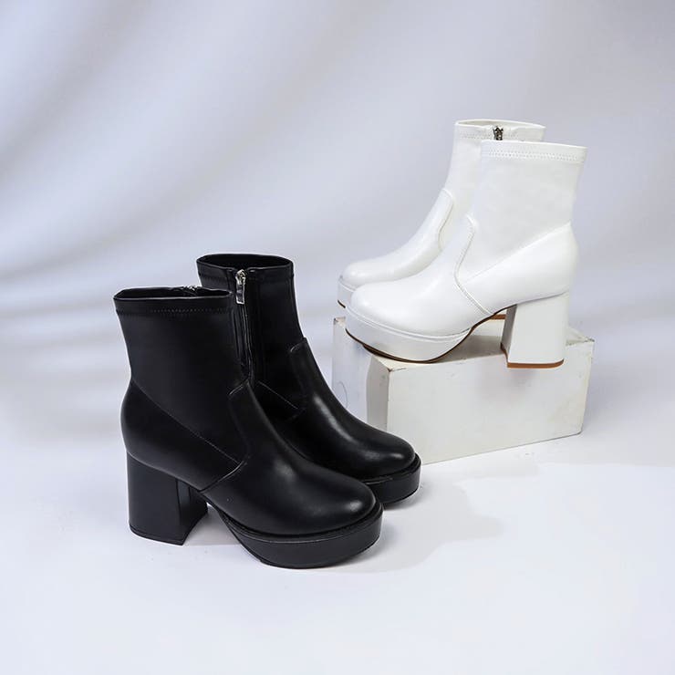 厚底チャンキー ハイソール ストレッチ ショートブーツ 6845 | Shoes in Closet | 詳細画像15 
