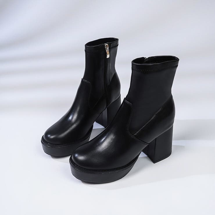 厚底チャンキー ハイソール ストレッチ ショートブーツ 6845 | Shoes in Closet | 詳細画像6 