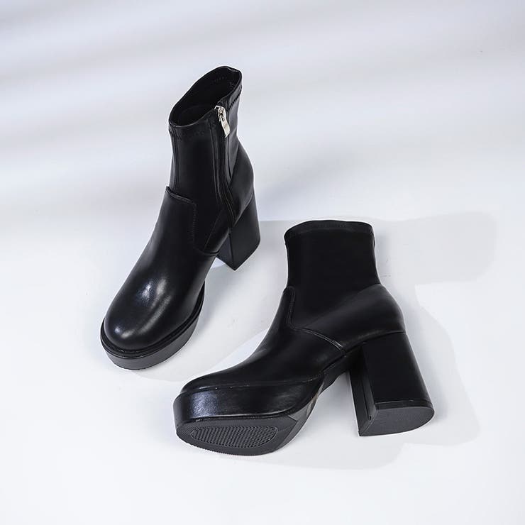 厚底チャンキー ハイソール ストレッチ ショートブーツ 6845 | Shoes in Closet | 詳細画像7 