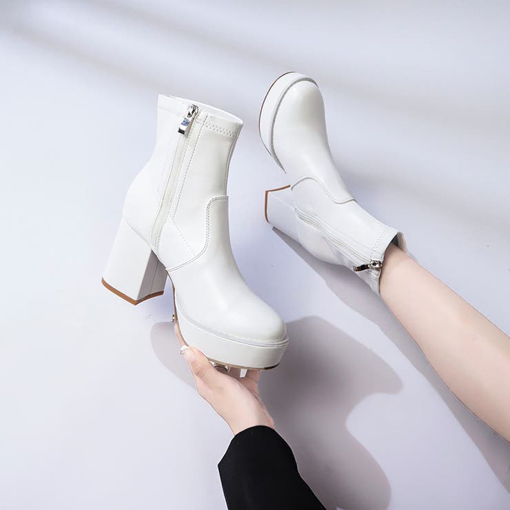 厚底チャンキー ハイソール ストレッチ ショートブーツ 6845 | Shoes in Closet | 詳細画像11 