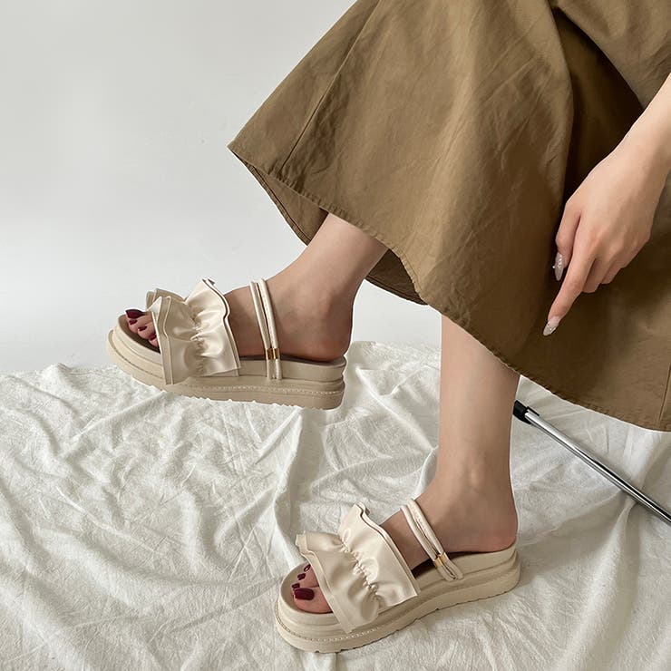 軽量厚底 2WAY ボリューム ラッフル / フリル サンダル 6908 | Shoes in Closet | 詳細画像17 