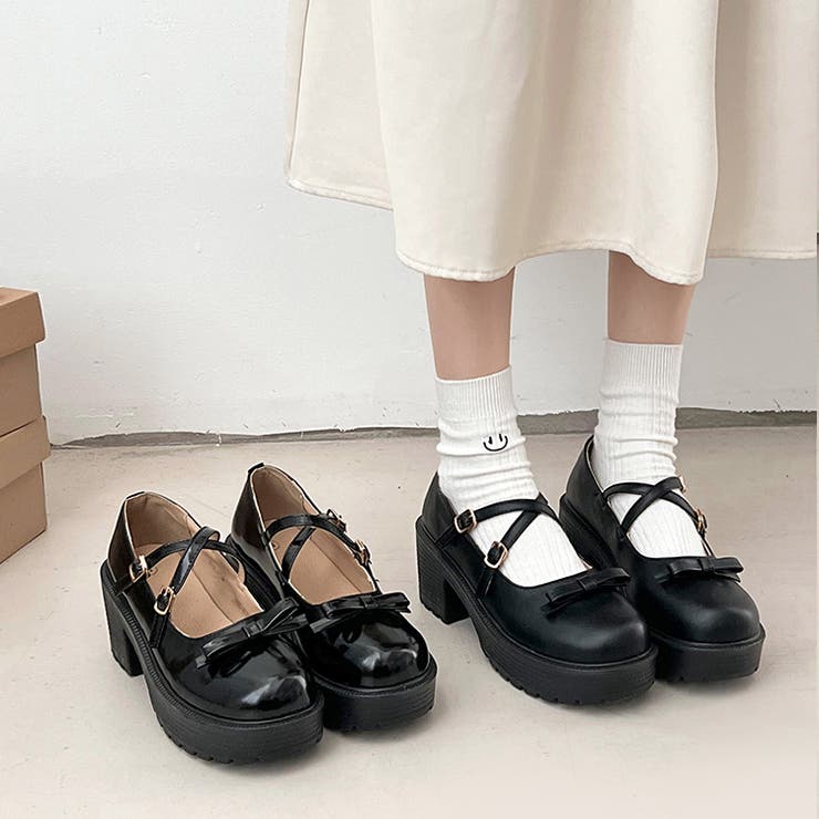 軽量厚底 ヒールアップ 2WAYストラップ リボン メリージェーン  6942 | Shoes in Closet | 詳細画像1 