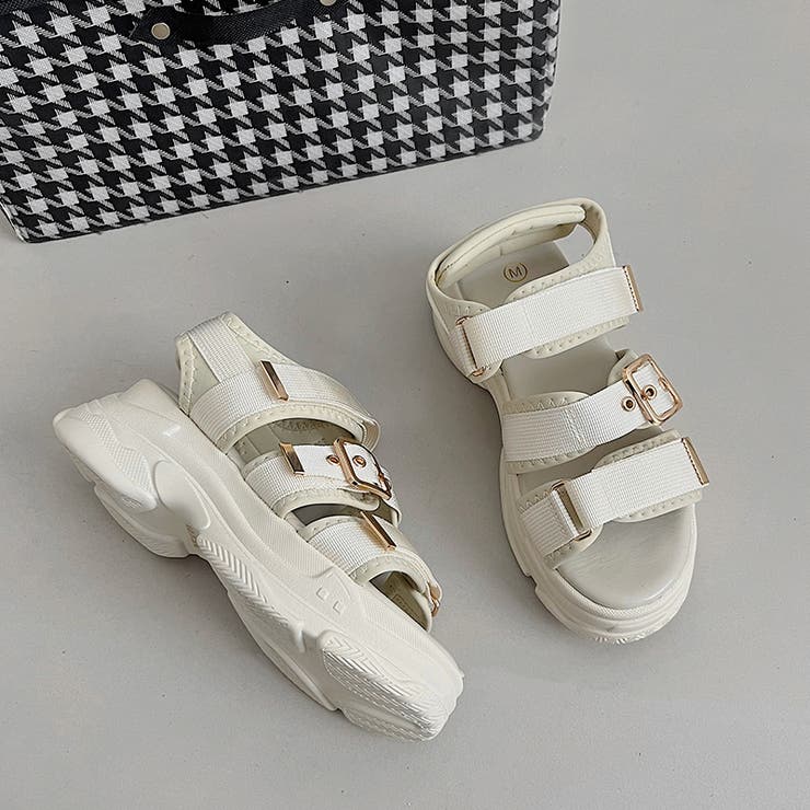 軽量厚底ボリュームソール ベルクロ バックル スポーツサンダル 7486 | Shoes in Closet | 詳細画像22 