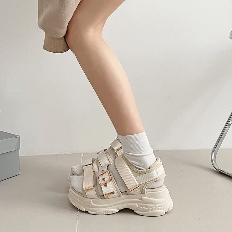 軽量厚底ボリュームソール ベルクロ バックル スポーツサンダル 7486 | Shoes in Closet | 詳細画像16 