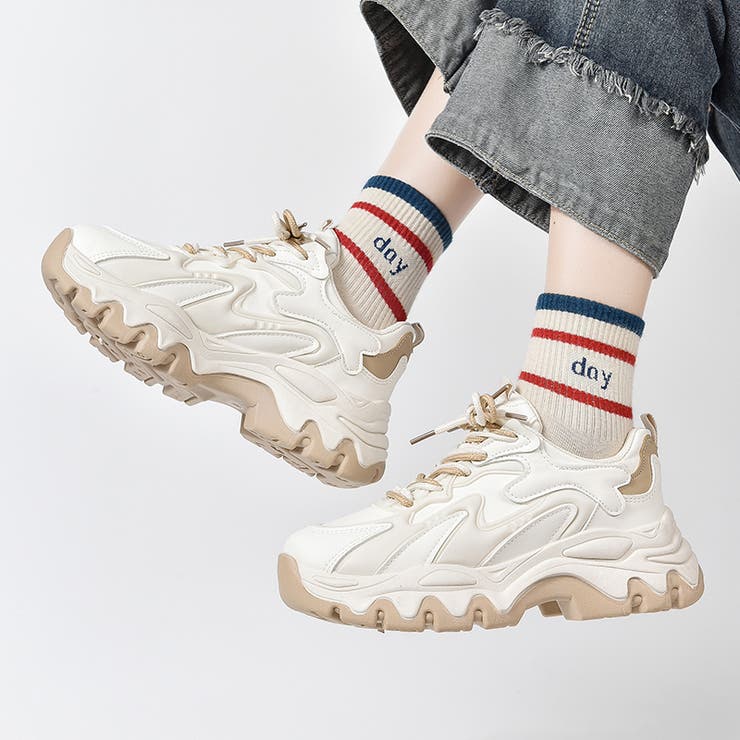 厚底 ウェーブソール ダブルシューレース スニーカー 755[品番