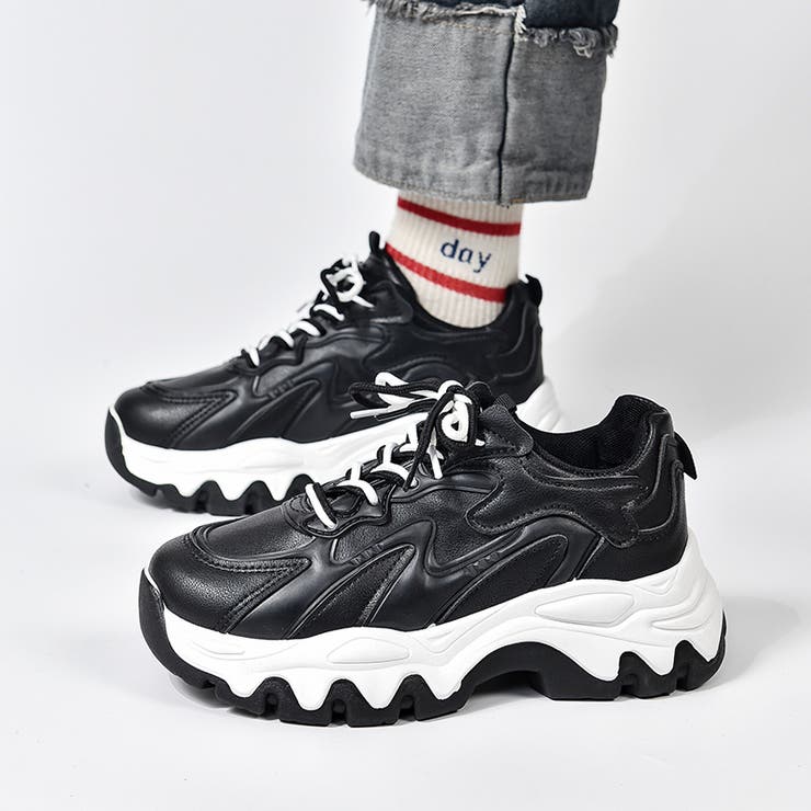 厚底 ウェーブソール ダブルシューレース スニーカー 755[品番