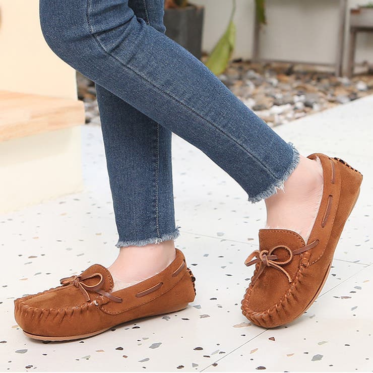 キッズ リボン ふわもこモカシン 7574 [品番：MTTS0002580]｜Shoes in