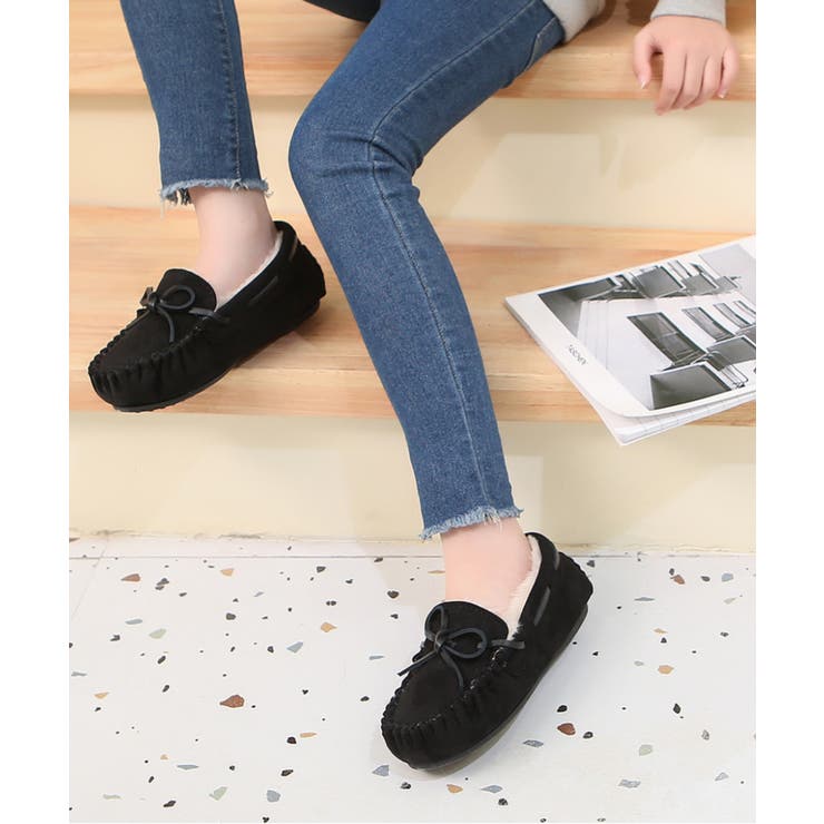 キッズ リボン ふわもこモカシン 7646k 品番 Mtts Shoes In Closet Kids シューズインクローゼット キッズ のキッズファッション通販 Shoplist ショップリスト