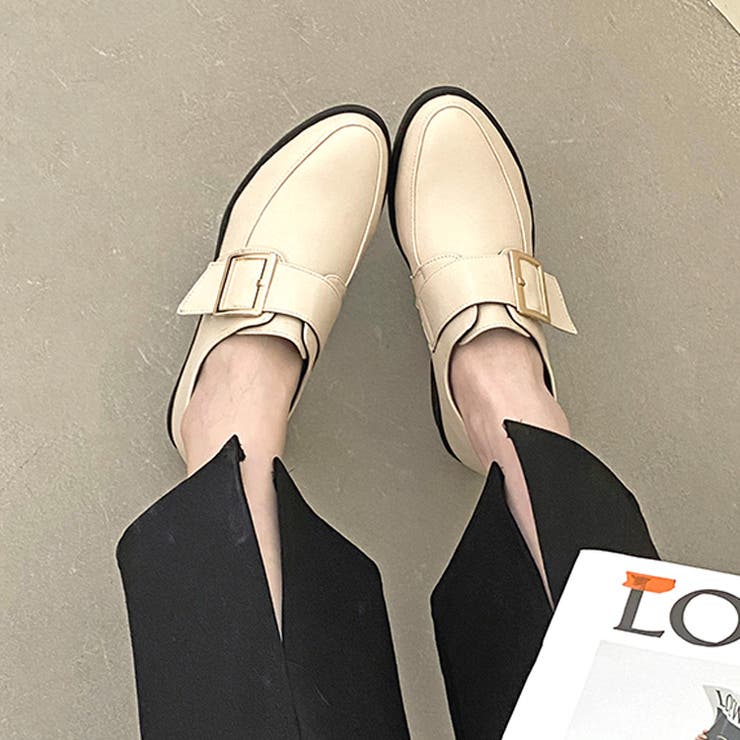 アイボリー/スムース | 超軽量マニッシュ バックル付き ローファー 7666 | Shoes in Closet