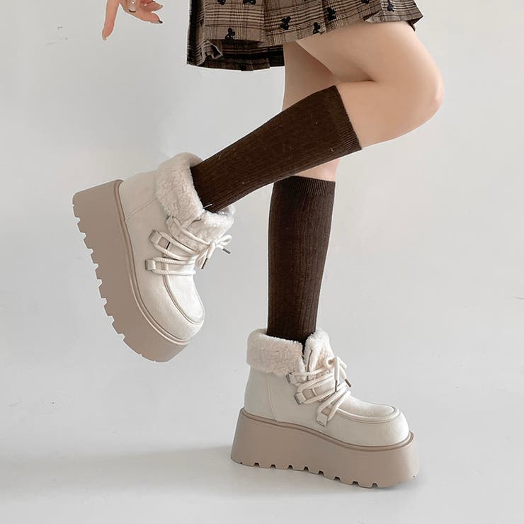 厚底 プラットフォーム レースアップ ボア ムートン ブーツ 840 | Shoes in Closet | 詳細画像8 