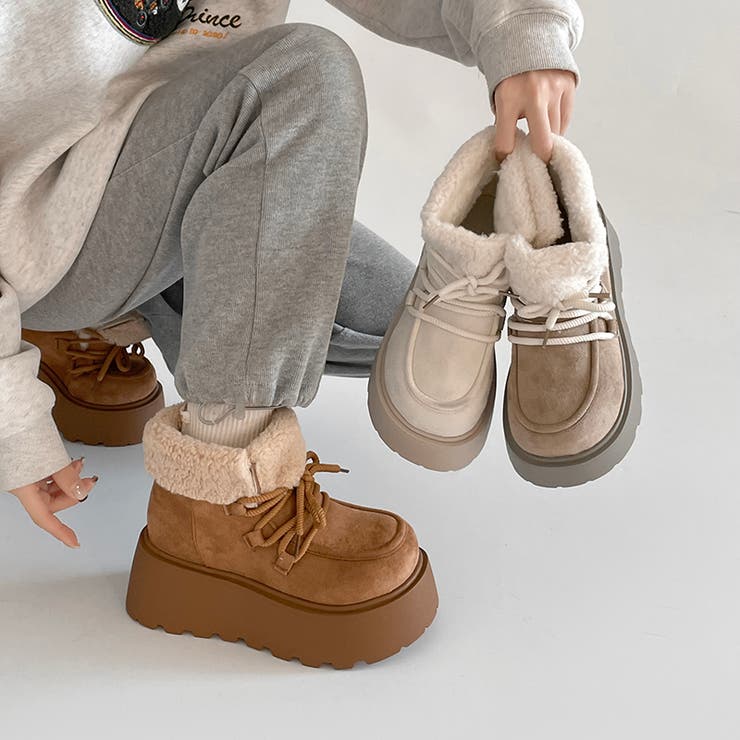 厚底 プラットフォーム レースアップ ボア ムートン ブーツ 840 | Shoes in Closet | 詳細画像1 